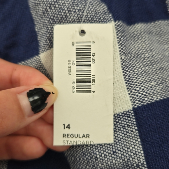 Old Navy High Rise Linen Cotton Blend Plaid Blue White Shorts. Size 14. Side zip - Picture 10 of 10